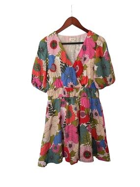 On•34th Floral V-Neck Mini Dress-Multicolored